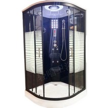 간이샤워실 파티션 일체형 LED 미닫이 헬스장 세면대, 90x90x215 블랙고급 두께 6mm