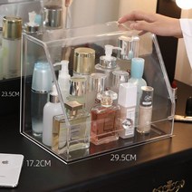 화장대 정리 선반 화장품 수납함 테이블 방진 립스틱 스킨케어 가정용 대용량 정리함, 라지 투명 사선 지붕