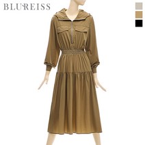 블루레이스 블루레이스 후드반지퍼스모크플레어원피스_B3F1OP3111