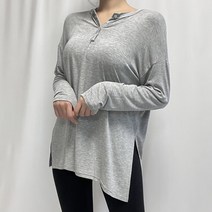 [여리함+넉넉한핏] 단추트임롱티 필라테스복 요가복 운동복 헬스복 애슬레저룩 커버업