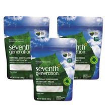 Seventh Generation Natural Dishwasher Detergent 세븐스제너레이션 내추럴 디쉬워셔 디터전트 콘센트레이트 프리 앤 클리어 360g 20개입 3팩