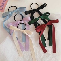 헤어 리본머리끈 고무줄 묶음 반묶음 포니테일 스타일, 퍼플