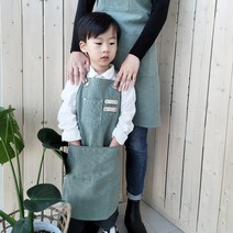 직구김직구 어린이용 캔버스 프리미엄 앞치마 아동 유아 미술 어린이집, 아동용 캔버스 프리미엄 앞치마(카키)