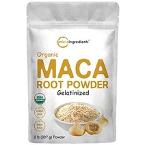 유기농 마카 뿌리 분말 2파운드 더 나은 흡수를 위한 젤라틴화 풍부한 항산화제 도움 에너지 체력 힘 및 면역 체계 유전자 변형 성분 없음 비건 친화적 페루 원산지, 2파운드(1팩)