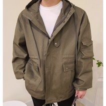 더유니크제이 오버핏 하프 후드 야상 자켓 봄 가을 남자 캐주얼 자켓 3컬러