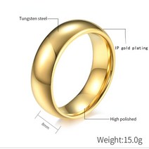미니골드커플링 반지 금반지 Trumium 4/6/8mm 18K 골드 심플 텅스텐 스틸 링 반지 웨딩 약혼 커플