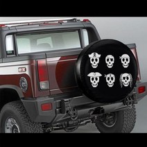 지프 카시트 커버Skull Spare Tire Cover Sugar 지프 스페어 타이어 커버 할로윈 선물 재미있는 백업 카메, 06 파란_02 15in
