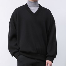 [오버나인] 남성 박스 오버핏 골지 v넥 스판 니트