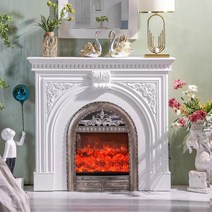 거실 인테리어 불멍 벽난로 감성 원목 장식장, A