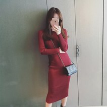 여성용 예쁜핏 골지 니트 원피스 치마 데이트룩
