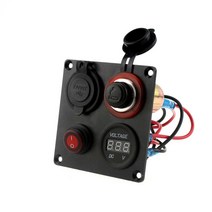 캠핑카 컨트롤박스 시거잭형 스위치 패널 요트 버튼, USB+시거잭형+레드 스크린 전압계