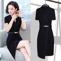 꽃소담 여성 카라 슬림핏 벨트 정장 원피스 S~5XL QQA1577