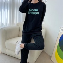 여자 영문 프린팅 맨투맨 조거팬츠 set 학생 원마일웨어 편의점룩 봄가을