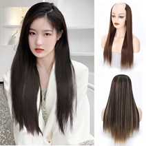 앞머리없는 가발 롱 오픈 반가발 긴 생머리가발 붙임머리 U자, 04.브라운4M30