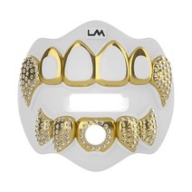LOUD MOUTH Loudmouth 풋볼 마우스 가드 - 3D 비스트 마우스피스 성인 및 청소년에게 적합 액세서리 (3D 블랙 화이트 이빨), 3d Grillz Bling - Chrome White