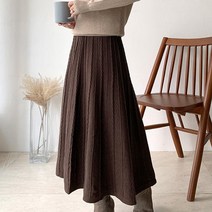 네모 여성용 라인꽈배기 니트 스커트