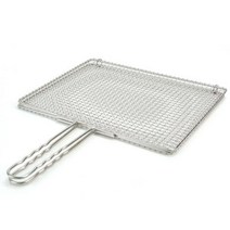 KO 키친쿡 세척 이 간편하고 일손을 덜어주는 불판 ~ 스텐 영업용 겹 석쇠 숯불 갈비구이 사각 초벌구이 그릴, 스텐 영업용 겹석쇠 소 33x26cm