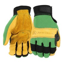 존디어 John Deere JD 9 가죽 장갑 글러브 XL 그레인 소가죽 손바닥 스판덱스 뒷면 후크 루프 손목, X-Large (Pack of 1)