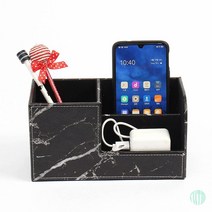 가죽 데스크 오거나이저 마블블랙 책상 펜꽂이 세트 책상 펜꽂이 트레이 책상수납칸막이박스 책상정리함 연필꽂