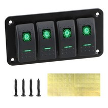 캠핑카제작부품 악세사리 자동 교체 부품 car Marine rv caravan control switch panel 4 gang car switch panel led light, 초록