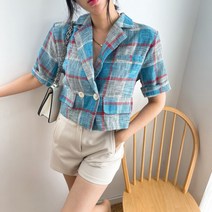 베이시코 / 파스텔 린넨 컬러체크자켓