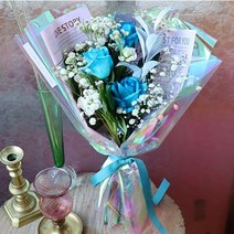 리리스 블루 장미 꽃다발, 쇼핑백추가