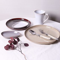 포르투갈 메사 Natura 도자기접시 수입 그릇 접시 3종, 릴리화이트