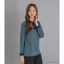 피에이티 PAT 피에이티 여성 배색 카라 셔츠형 긴팔 티셔츠