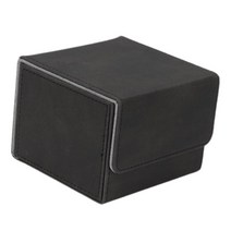 GHSHOP 트레이딩 카드 카드 데크 케이스 140+ 게임 카드용 슬리브 카드 카드 정리 상자, PU 가죽, 블랙 그레이