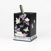 무광 모란꽃 학장식 자개 필통 외국인선물 한국기념품, 2.무광 학장식필통