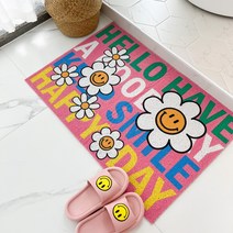 스마일 현관매트 코일매트 발매트 사무실 식당 매장 도어, 코일_핑크_데이지