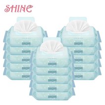 (택1)샤인 물티슈340g 100매 리필형X15개 /물티슈 캡형X15개/미생물검출X/살균제X/아기물티슈/데용량/청소용, 깔끔 파랑 캡형15개