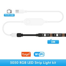 방송조명 유튜브 방송용 링라이트 촬영 조명 장비 제품 USB TV Led 스트립 RGB 테이프 투야 스마트 와이파이 유연한 램프 스크린 백 지원 알렉사 구글 50C 694EA 4, No waterproof, 01 2 Meter Kit