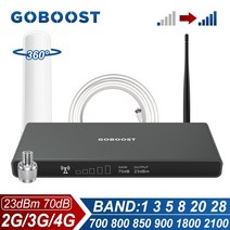 GOBOOST 70dB 신호 부스터 2G 3G 4G 셀룰러 증폭기 LTE 700 800 850 900 1800 2100 MHz 네트워크 리피터 360 ° 안테나 키트 포함, 900MHz Band8, 2.900MHz Band8