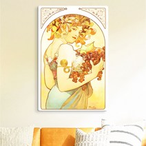 세계 명화그림 알폰스 무하 풍경그림 대형 와이드 홈카페 인테리어 거실 침실 카페, (무하)과일
