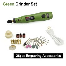 무선 그라인더 NEWACALOX 가변 속도 미니 세트 USB 충전 전기 드릴 조각 펜 연마 도구 샌딩, 05 Green Grinder Set