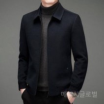 중년 남성 심플 단색 울 모직 자켓 두꺼운 루즈핏 집업 재킷 쇼트 코트 40대 50대