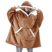 황토이불 중력 수피마 데일리라이크 이불 겨울 후드 스웨터 담요 여성용 대형 양모 담요 소매 포함 따뜻
