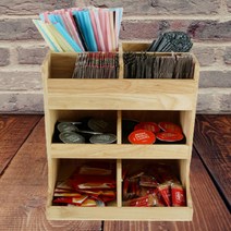 매장용 상가용 카페 커피 스트로우 홀더 디스펜서 보관함4 구 p015i, 우드