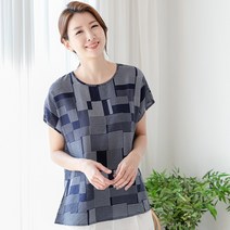 싹쓰리마켓 여성 인견 해피가오리 반팔 블라우스 여름 엄마옷 빅사이즈