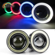 12V 범용 COB LED DRL 운전 조명 화이트 블루 핑크 옐로우 그린 레드 엔젤 아이즈 안개 램프 2.5 인치 3.0 인치 64mm 76mm 89mm 2 개입|Car, 1개, 3.5inch, Blue