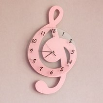 음표 벽시계 음악 연습실 피아노 보컬 학원 인테리어 벽장식, 핑크M52X28.5cm