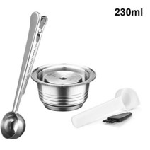 홈 카페 ICafilasStianless Steel 재사용 가능한 빅 컵 (G2) Vertuo 커피 캡슐 필터 Nespresso GCA1 & Delo, 03 1capsule 1 spoon