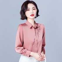 카라넥 셔츠 수출함 꼬리 1할 단추 여성의류 마름질 잔고 누에실 자수남방 긴 소매 초 가을 4541986846