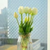 케어가든 망고튤립 조화 부케 부쉬 꽃 장식 5송이, 화이트