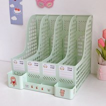 이동식 책꽂이 대용량 책장 파일 오간저 프레임 파일 저장 상자 분할 사무실 랙 책 정리함 귀여운 문구, Green send sticker
