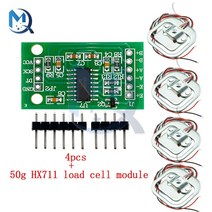 로드셀 디지털 아두이노 컨버터 HX711 모듈 4Pcs 50KG 인간 스케일로드 셀 무게 센서 압력 DIY 키트, [02] 1 set