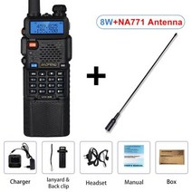 생활용 무전기 3800mAh 높은 전원 8W Baofeng UV5R 워키 토키 듀얼 디스플레이 밴드 휴대용 UHF VHF BFUV5R, 3800mAh 8W Add NA771+American