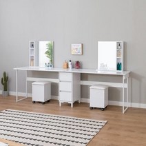 자매 미용실 샵 심플 2인용 화장대 (2색) 1인 고등학생 여닫이 북유럽풍 큰, 화이트