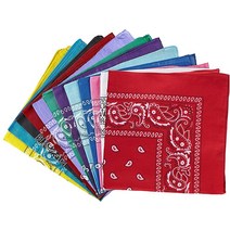 NJ Novelty -의 페이즐리 반다나 컬러 카우보이 헤드 스카프 세트 양면 100% 면 모음 12 Pack [미국 직배송]